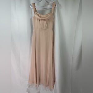 Thread Off-The-Shoulder Lux Chiffon Draped Neckline Maxi Dress Cameo 8R